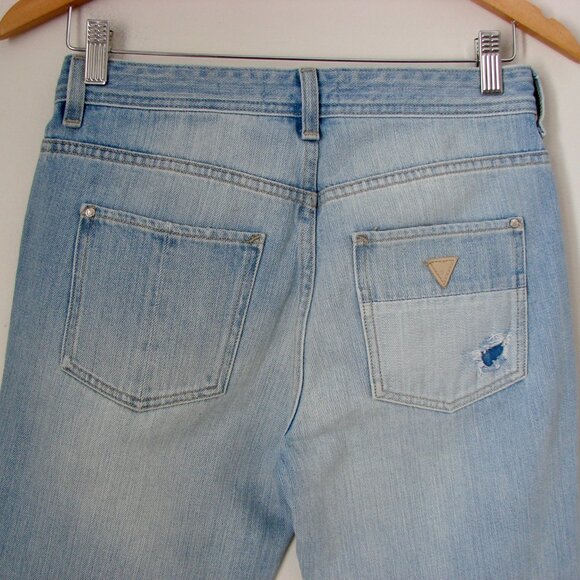Guess Jeans Boy Fit Relaxed High Waist Distressed Grunge Punk Light Wash Size 25 - Picture 14 of 15
